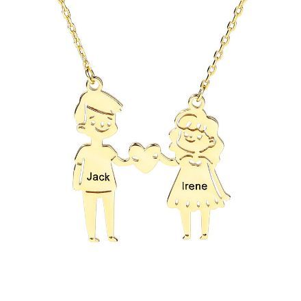 Bortwide Couple Personalized Sterling Silver Necklace