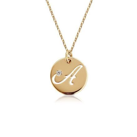 Bortwide Custom Initial Coin Pendant Necklace in Sterling Silver