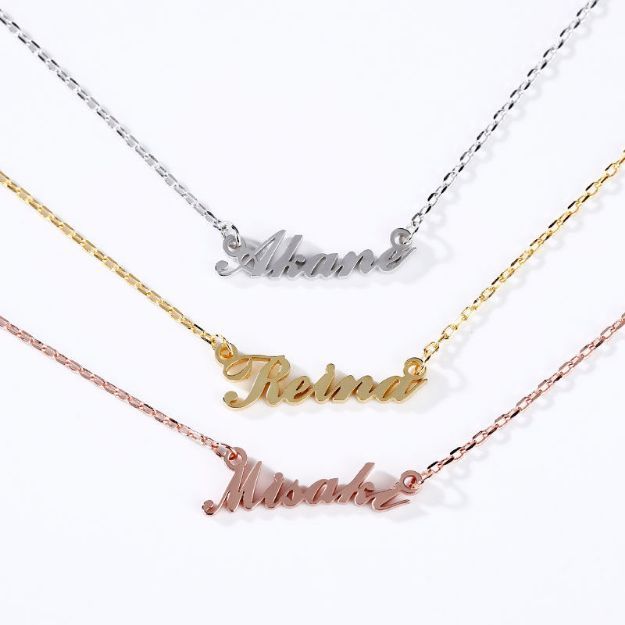 Bortwide Custom Three Tone Fashion Name Necklace in Sterling Silver