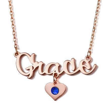 Bortwide "Be Together" Personalized Name Necklace With Birthstone