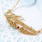 Bortwide "Angel Wings" Personalized Sterling Silver Name Necklace with Birthstone