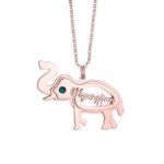 Bortwide Elephant Personalized Sterling Silver Necklace with Birthstone