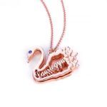 Bortwide Swan Personalized Sterling Silver Necklace with Birthstone