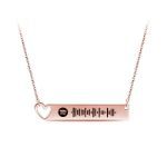 Bortwide Scannable Spotify Code Heart Bar Stainless Steel Necklace