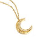 Bortwide Personalized Name Moon Sterling Silver Necklace