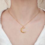 Bortwide Personalized Name Moon Sterling Silver Necklace