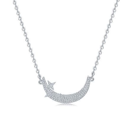 Bortwide "Moon & Star" Personalized Sterling Silver Necklace