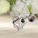 Bortwide "Warmest Protection" Mom & Baby Heart Personalized Photo Projection Sterling Silver Necklace