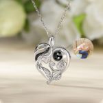 Bortwide "Warmest Protection" Mom & Baby Heart Personalized Photo Projection Sterling Silver Necklace