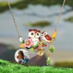 Bortwide "Eternal Protection" Mother and Baby Owl Personalized Photo Projection Sterling Silver Necklace