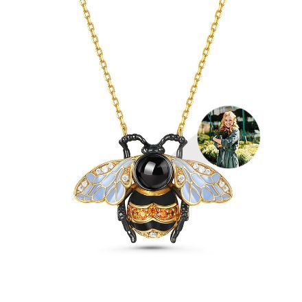 Bortwide "Honey Bee" Personalized Photo Projection Sterling Silver Necklace