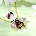 Bortwide "Honey Bee" Personalized Photo Projection Sterling Silver Necklace