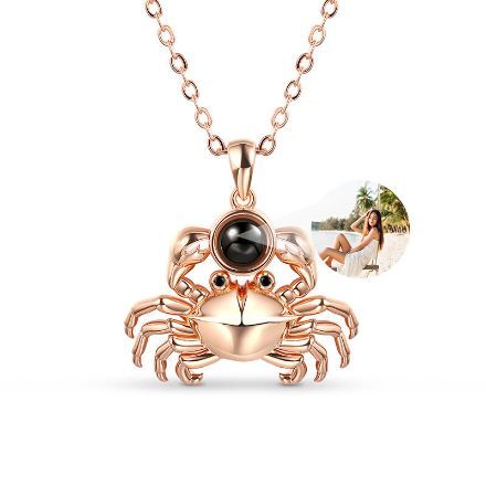 Bortwide "Vivid Crab" Personalized Photo Projection Sterling Silver Necklace