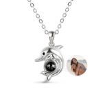 Bortwide Dolphin Design Personalized Photo Projection Sterling Silver Necklace