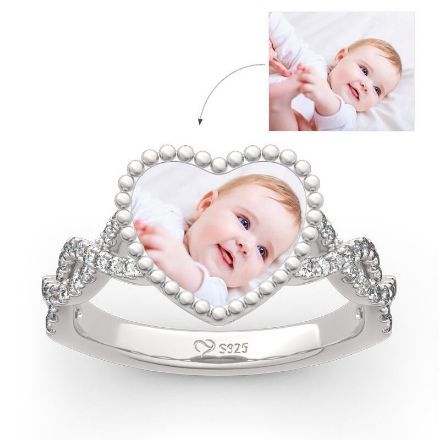 Bortwide "Endless Love" Sterling Silver Personalized Photo Ring