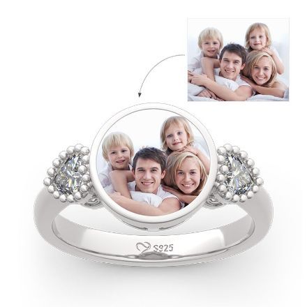 Bortwide "The Best Memories" Sterling Silver Personalized Photo Ring