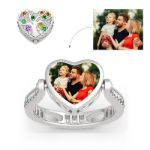 Bortwide "Song of Family" Sterling Silver Personalized Photo Ring (With A Free Chain)