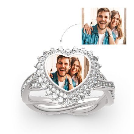 Bortwide "Unstoppable Love" Sterling Silver Personalized Photo Ring