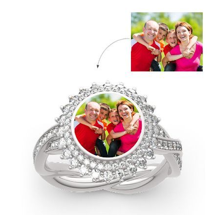 Bortwide "Timeless Romance" Sterling Silver Personalized Photo Ring