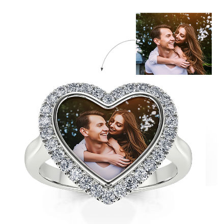 Bortwide "Ever Us" Sterling Silver Personalized Photo Ring