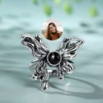 Bortwide "Be Free" Butterfly Personalized Photo Projection Sterling Silver Ring