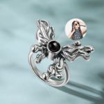 Bortwide "Be Free" Butterfly Personalized Photo Projection Sterling Silver Ring