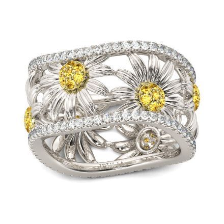 Bortwide Daisy Sterling Silver Women's Band