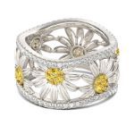 Bortwide Daisy Sterling Silver Women's Band