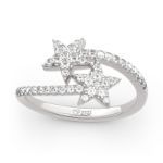 Bortwide Bypass Star Design Round Cut Sterling Silver Ring