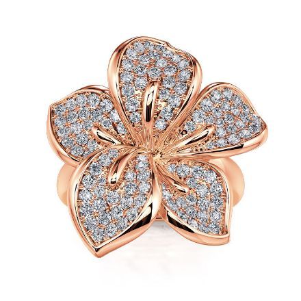 Bortwide "Blooming Flower" Rose Gold Tone Sterling Silver Ring