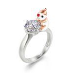 Bortwide Hug Me "Frosty Snowman" Round Cut Sterling Silver Ring