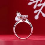 Bortwide Hug Me "Frosty Snowman" Round Cut Sterling Silver Ring