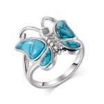 Bortwide "Natural Beauty" Butterfly Design Turquoise Sterling Silver Ring