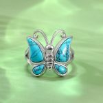 Bortwide "Natural Beauty" Butterfly Design Turquoise Sterling Silver Ring