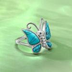 Bortwide "Natural Beauty" Butterfly Design Turquoise Sterling Silver Ring