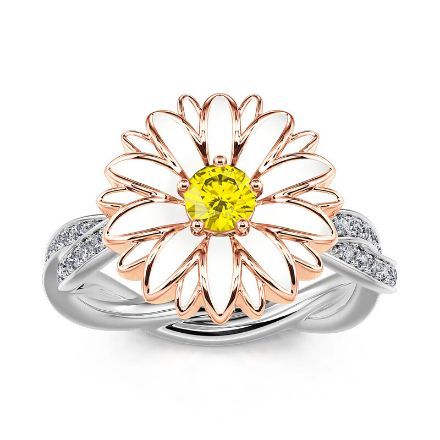 Bortwide "Cheerfulness" Daisy Flower Sterling Silver Rotating Ring