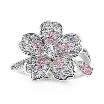Bortwide "Capture Beauty" Cherry Blossom Floral Sterling Silver Ring
