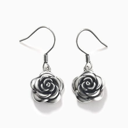 Bortwide "Blooming Rose" Flower Sterling Silver Earrings