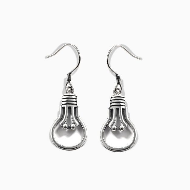 Bortwide "Light Bulb" Quirky Sterling Silver Earrings