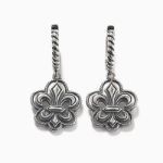 Bortwide "Fleur-De-Lis" Flower Sterling Silver Drop Earrings