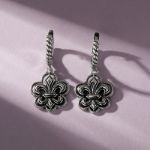 Bortwide "Fleur-De-Lis" Flower Sterling Silver Drop Earrings