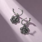 Bortwide "Fleur-De-Lis" Flower Sterling Silver Drop Earrings