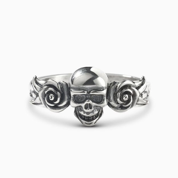 Bortwide "Rose Flower" Skull Sterling Silver Ring