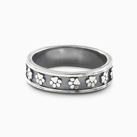 Bortwide "Paw Print" Sterling Silver Band