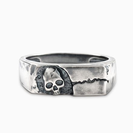 Bortwide "Rock" Skull Design Sterling Silver Band