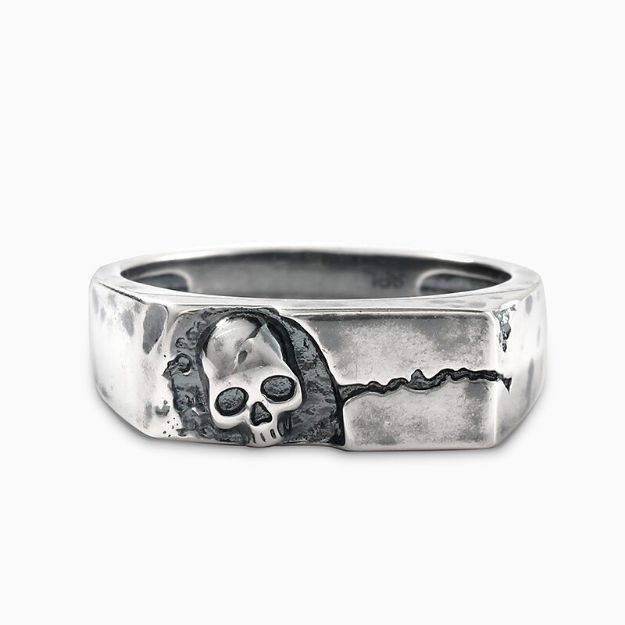 Bortwide "Rock" Skull Design Sterling Silver Band