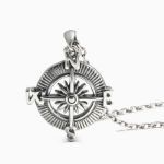 Bortwide Compass Design Sterling Silver Necklace