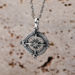 Bortwide Compass Design Sterling Silver Necklace