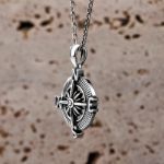 Bortwide Compass Design Sterling Silver Necklace