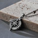 Bortwide Compass Design Sterling Silver Necklace